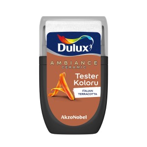 Tester farby Dulux Italian Terracotta do ścian. Odcień terakota.