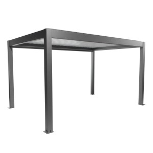 Biohort Pergola 4,5x3 m w kolorze kwarcowej bieli, nowoczesne zadaszenie tarasu z lamelami.