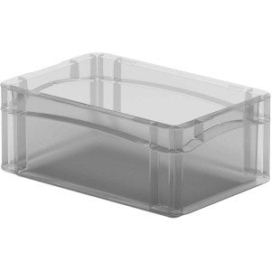 Przezroczysty pojemnik Eurobox-System z pełną ścianką, 30x20x12 cm, do przechowywania i organizacji.