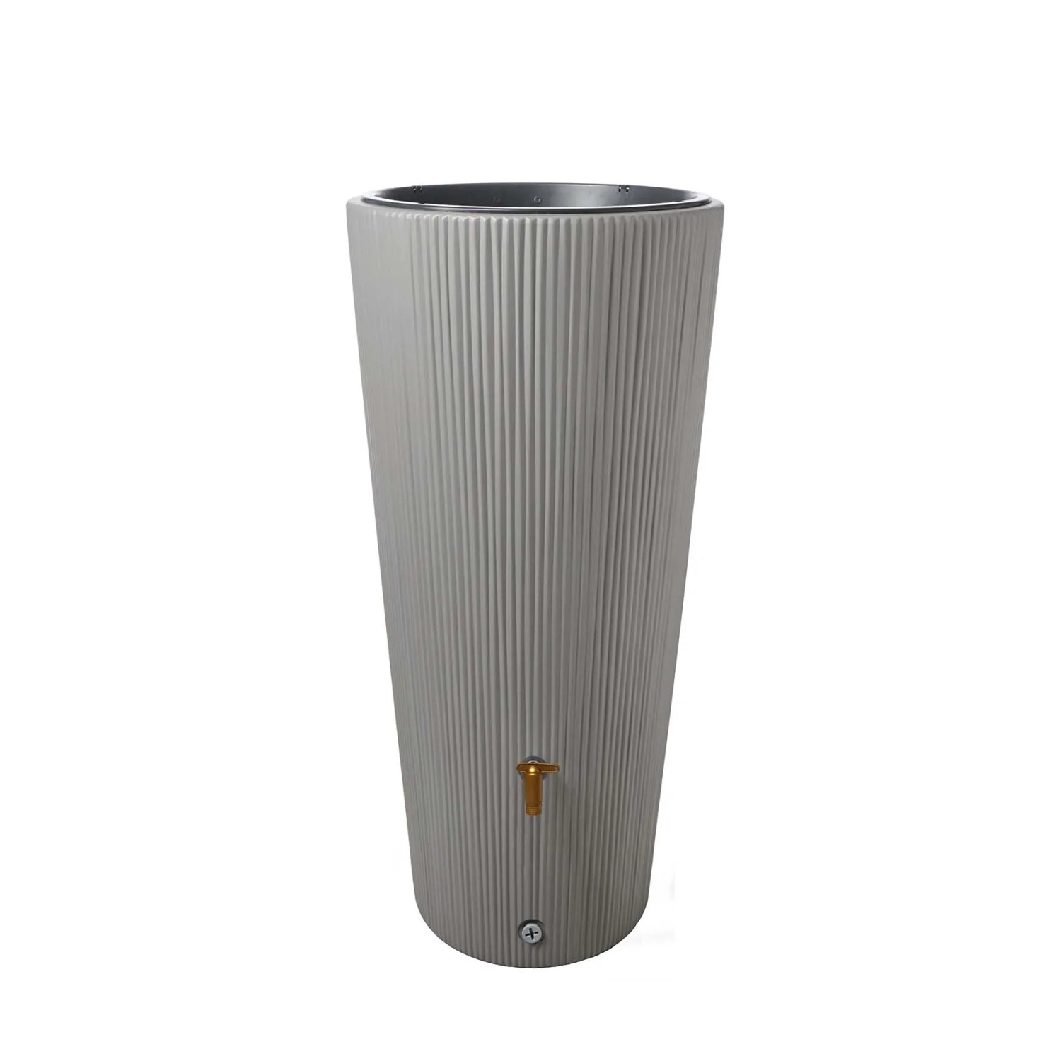 Zbiornik na deszczówkę 4rain VASO DECOR w kolorze szarości cynku, 220 l z donicą i kranem.
