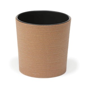 Naturalna brązowa doniczka Malwa Eco Dluto, Ø 30 cm, z czarnym wkładem.
