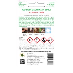 Opakowanie nasion kapusty głowiastej białej 'Pierwszy zbiór'.