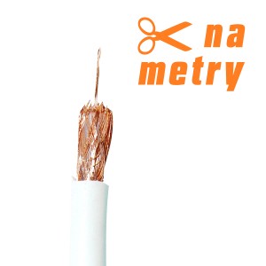 Kabel koncentryczny, biały, z odsłoniętym drutem miedzianym. Na metry.