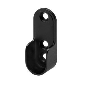 Czarny wspornik drążka do szafy do montażu mebli.