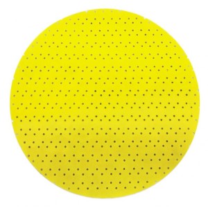 Żółty papier ścierny t.b.t. do szlifierek oscylacyjnych z otworami.