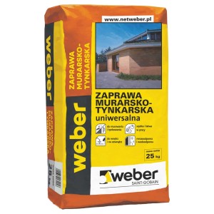Zaprawa murarska i tynkarska Weber, worek 25 kg. Uniwersalna sucha mieszanka do prac murarskich i tynkarskich.