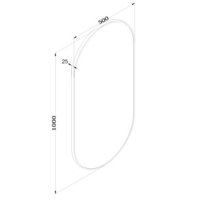 Rysunek techniczny owalnej lampy t.b.t. z wymiarami.