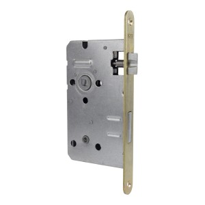 Zamek do drzwi t.b.t. metalowy, widok szczegółowy.