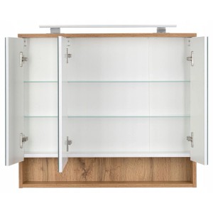 Astor Szafka lustrzana biała i kinkiet LED IP44 80x70x14 cm