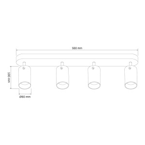 Goldlux Lampa ścienno-sufitowa SMOKY 4xGU10 max. 10W LED czarna