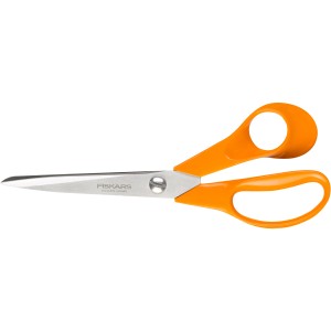 Nożyczki uniwersalne Fiskars Classic S90, 21 cm, z pomarańczowymi uchwytami.