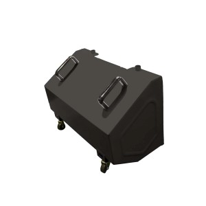 Zamiatarka t.b.t. w kolorze czarnym z uchwytami i kółkami.