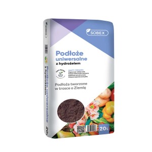 Worek uniwersalnej ziemi do kwiatów z hydrożelem, odpowiedni do ogrodu i roślin doniczkowych.