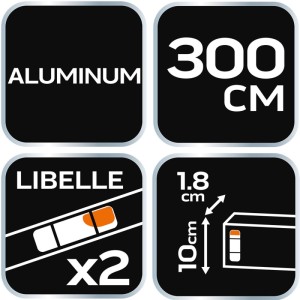 Neo Tools Łata murarska 2 libelle - 300 cm