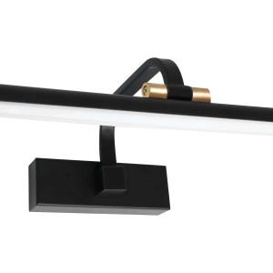 Zbliżenie czarnej lampy ściennej LED. Nowoczesna lampa do wnętrz.