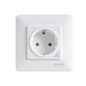 Białe gniazdko t.b.t. firmy Polux do inteligentnego domu.