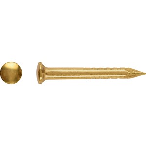 Mosiądzowany kołek z okrągłą główką LUX, 1,2x13 mm, do lekkich mocowań i dekoracji.