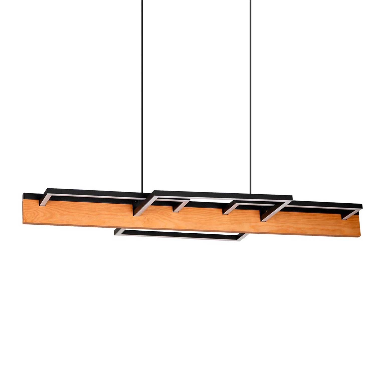 Goldlux Lampa wisząca LED LARYSA 35W 4000K 4600lm 90cm czerń+drewno