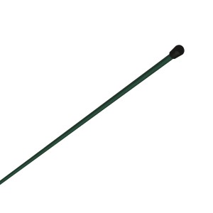 Zielony słupek ogrodzeniowy z czarną nakładką do ogrodzeń i płotów ogrodowych.