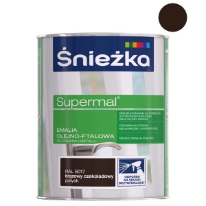 Puszka emalii Śnieżka Supermal, kolor czekoladowy brąz, do drewna i metalu.
