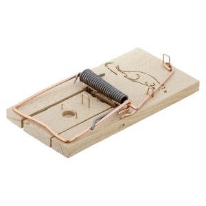 Drewniana pułapka na szczury z drewna bukowego z uchwytem na przynętę i sprężyną uderzeniową do ogrodu.