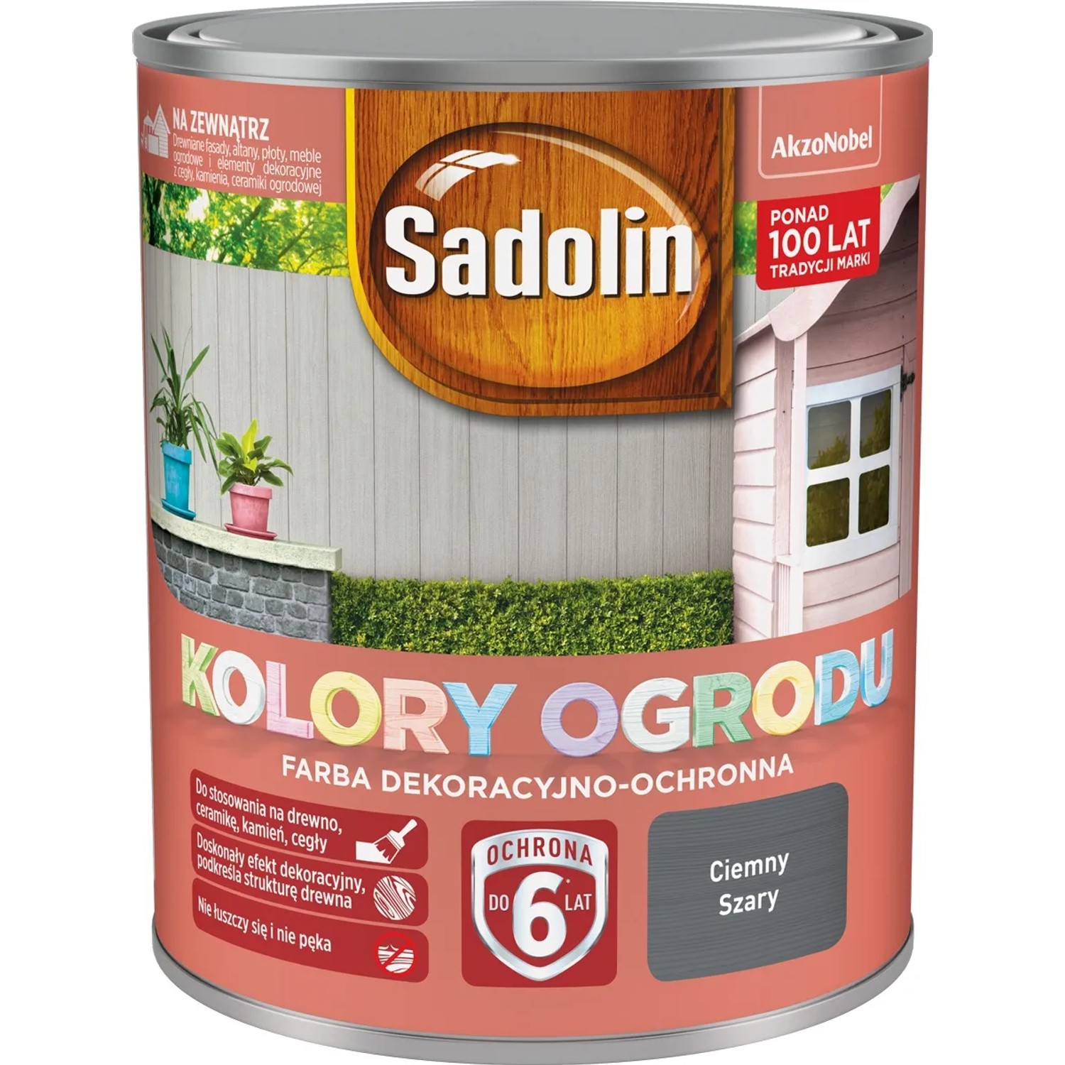 Sadolin Kolory ogrodu farba do drewna ciemny szary 700 ml