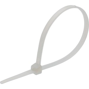 Biała opaska kablowa, 380 mm, do łączenia kabli i przewodów.