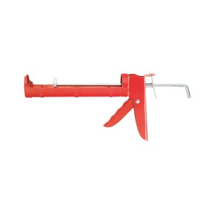 Czerwony pistolet do kartuszy do nakładania uszczelniaczy i klejów.