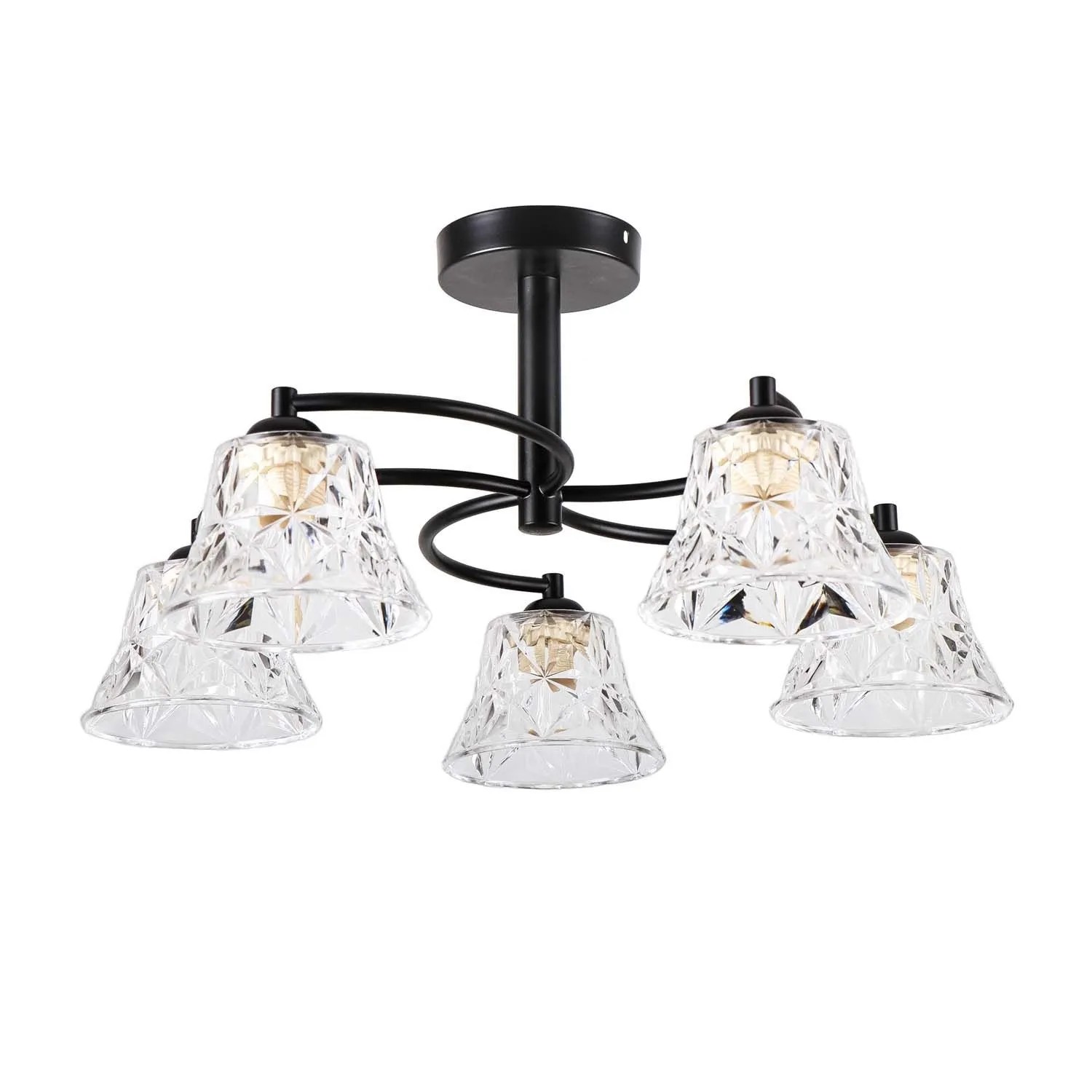 Candellux Lampa wisząca SUDAN czarna 5xE27 40W klosz bezbarwny
