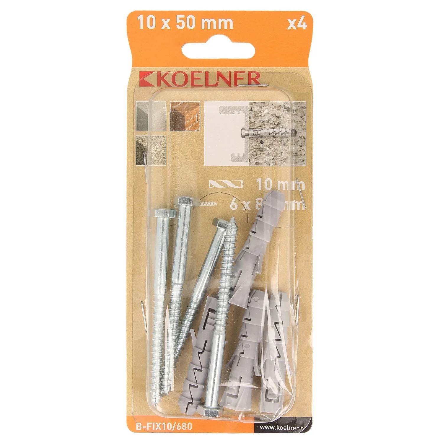 Koelner Kołek FIX rozporowy z wkrętem 10 mm 4 szt.