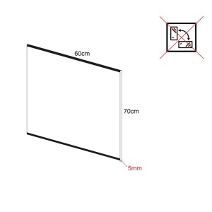 Ekran kuchenny t.b.t. z wymiarami: 60 x 70 cm.