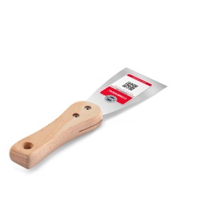 Szpachelka 60 mm z drewnianą rączką i stalowym ostrzem do naprawy tynku.