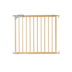 Barierka uchylna Dolle Pia z lakierowanego drewna litego, zapewniająca bezpieczeństwo dzieci na schodach i w przejściach.