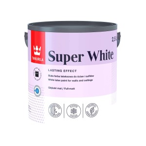 Wiadro białej farby do ścian Tikkurila Super White, 2,5l.