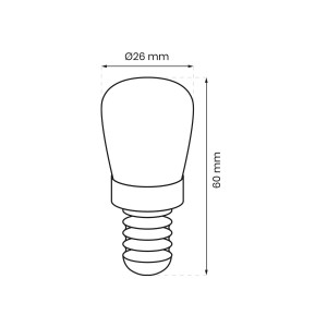 Rysunek techniczny żarówki LED E14 z wymiarami.