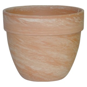 Karmelowa doniczka Levante, Ø 26 cm, z terakoty z szerokim brzegiem.