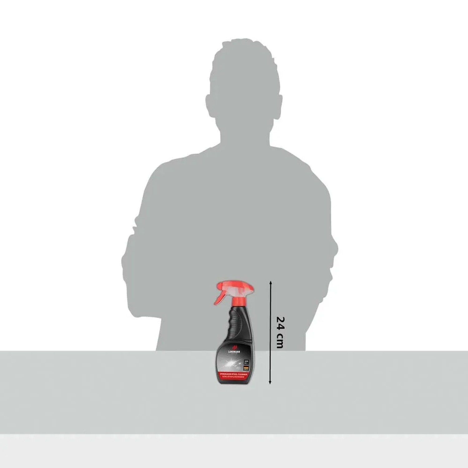Landmann środek do czyszczenia stali nierdzewnej 500ml do czyszczenia grilla. Środek czyszczący z czerwoną głowicą rozpylającą.