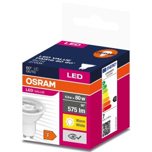 Żarówka LED GU10 OSRAM w pudełku, ciepła biel, 6.9W. Energooszczędna żarówka LED.
