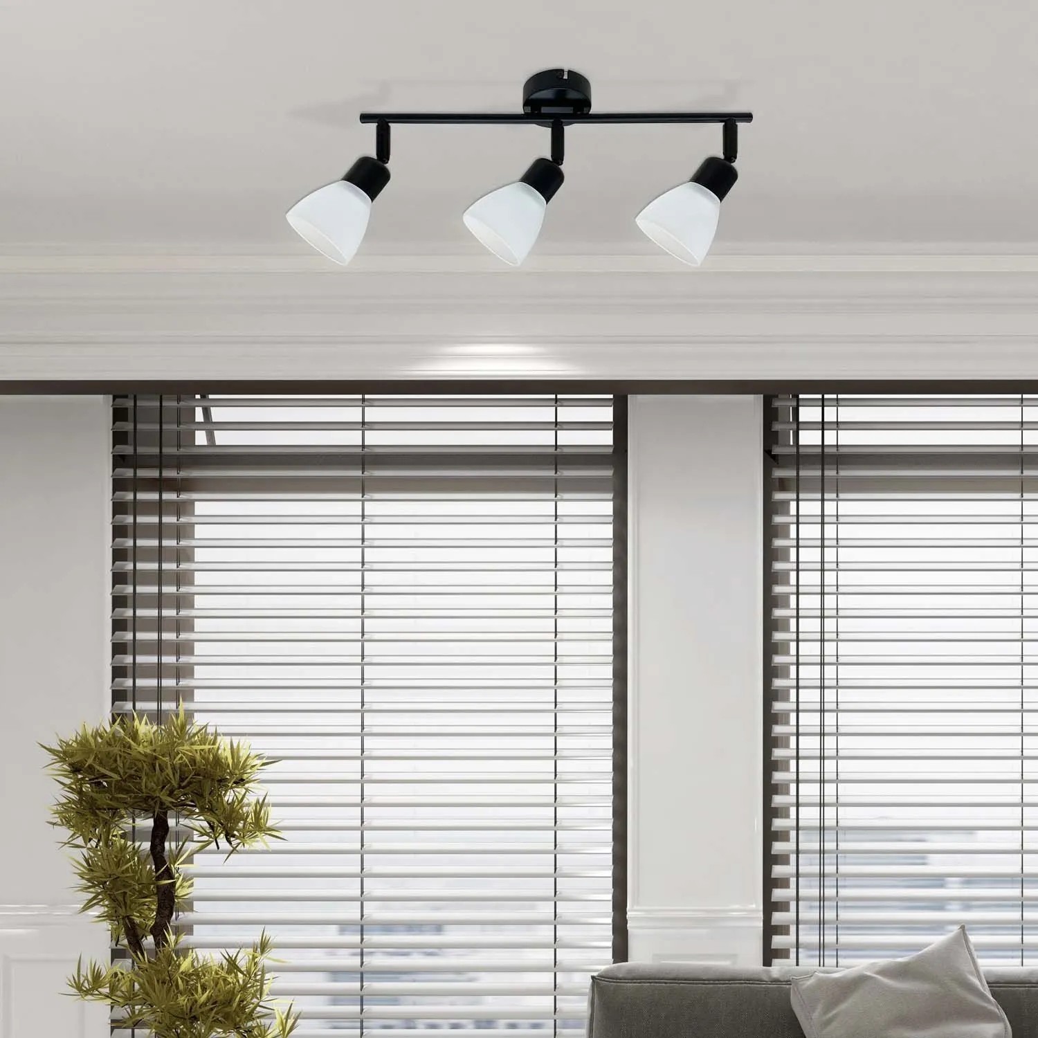 Candellux lampa COSTA listwa czarna 3xE14 40W klosz biały