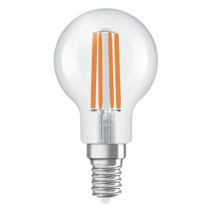 Przezroczysta żarówka LED E14 w kształcie kuli. Energooszczędna żarówka LED do lamp z gniazdem E14.