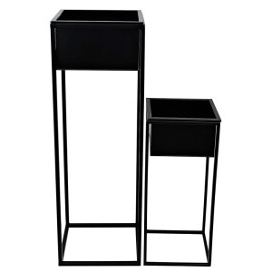 Kwietnik Kwadrat metalowy czarny - 23x23x52 cm