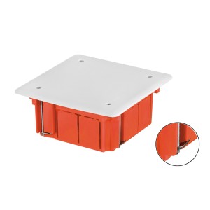 t.b.t. puszka podtynkowa z białą pokrywą i pomarańczową obudową.