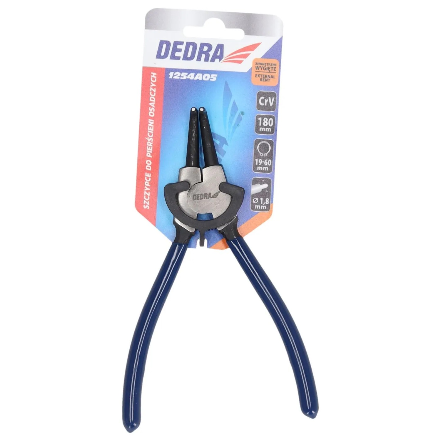 Dedra Szczypce Segera do pierścieni osadczych zewnętrznych wygięte 180 mm