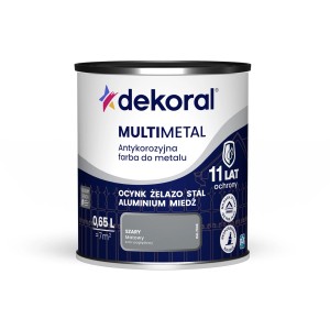 Dekoral Multimetal, szara farba antykorozyjna do metali, puszka 0,65L.