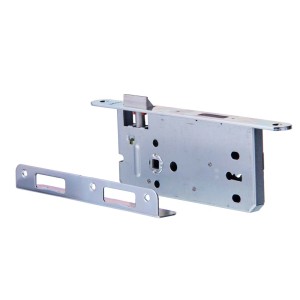 Zamek do drzwi t.b.t. metalowy, zbliżenie.