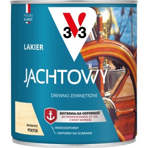 Puszka bezbarwnego, połyskliwego lakieru do łodzi. Lakier jachtowy do drewna na zewnątrz, odporny na UV i sól.