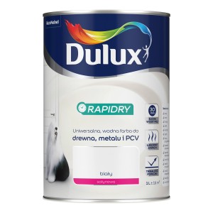 Puszka białej emalii Dulux Rapidry, do drewna, metalu i PCV.