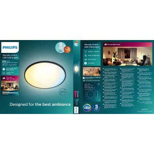 Philips Plafon LED VALEN z pilotem 32W 2200-6500K 4100lm śr. 54 cm czarny