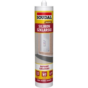 Brązowy Soudal Silikon Szklarski, tuba do naprawy szkła.