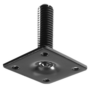 Czarna płyta montażowa nogi stołu Hettich 90x90 mm z gwintem M10 do nóg meblowych.